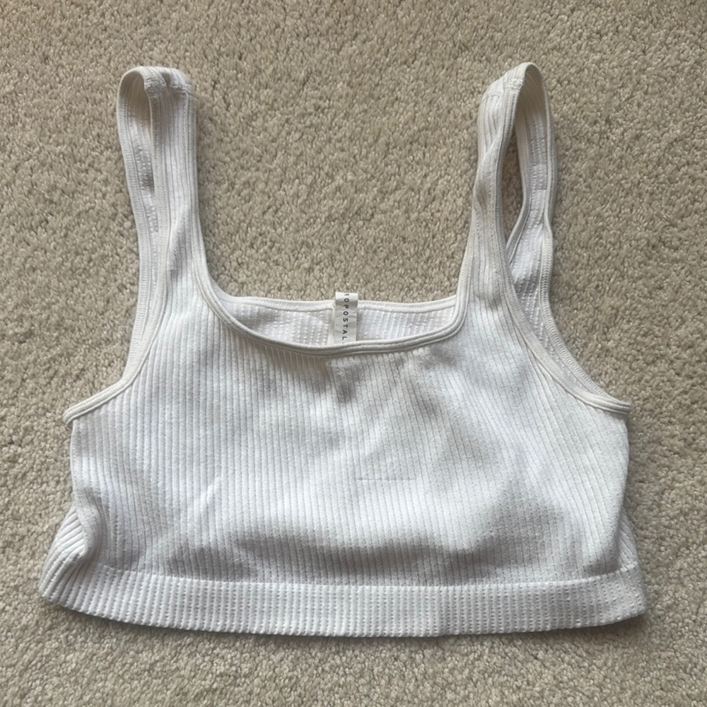 Aeropostale White Ribbed Crop Tank Top